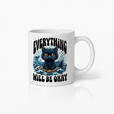 Inspirerende Kattenmok met "Alles Komt Goed" Quote – Motiverende Koffiebeker voor Kattenliefhebbers