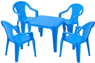 Pro garden kinder tuinset - blauw - kunststof - kindertafel en stoeltje - binnen/buiten
