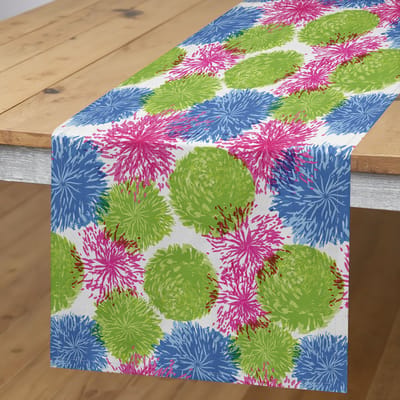 ABAKUHAUS Dahlia Tafelloper – 40x180 cm – lindengroen/azuurblauw