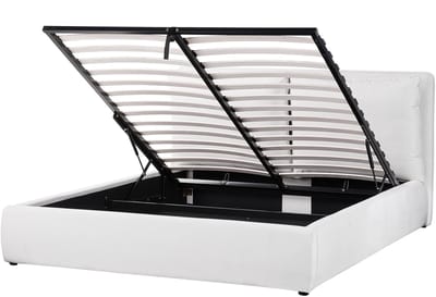 BAJONNA - Bed met opbergruimte - Gebroken wit - 160 x 200 cm - Fluweel