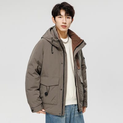 Heren Korte Jas met Capuchon Heren Sport Warm Wit Eendendons Verdikt Casual Kleding 4XL