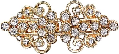 Fako Bijoux® - Vestsluiting Classic - Clip Met Haakje - Vestclip - Vestklem - Klaver Strass - Goudkleurig