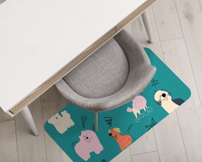 Coloray Vloerbeschermer - Honden en puppy's Vloerbeschermer Bureaustoel - 100x70 cm - Veelkleurig Vloerbeschermer Groot - Vloerbeschermer Bureaustoel Tapijt - PVC Vloerbeschermer - Rechthoekige Mat - Dieren Thema