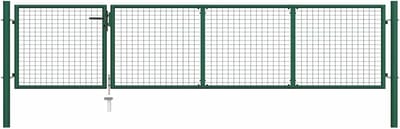 Tuinpoort met slot en sleutels - Gaashek 350 x 125 cm - Paneelhoogte 75 cm - Stalen groene tuinhekkenset