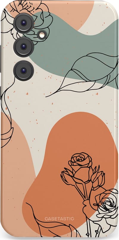Casetastic hoesje geschikt voor Samsung Galaxy A35 - Dubbellaagse bescherming - Lijnenspel roos - Fashion Case - Saliegroen Perzik Zand