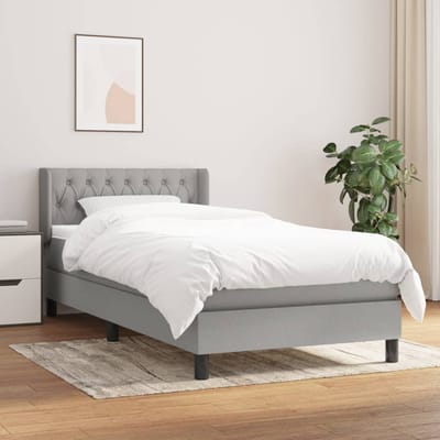 vidaXL - Boxspring - met - matras - stof - lichtgrijs - 90x190 - cm