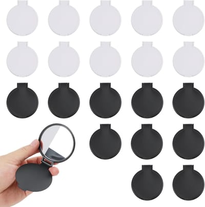 Mini Zakspiegels - Compact Opvouwbaar - Make-up Controleren - Transparante Afdekking - 20 Stuks - Wit Zwart