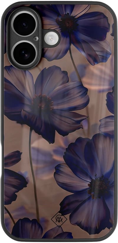 Casimoda® hoesje - Geschikt voor iPhone 17 - Twilight Petals - Luxe Hard Case Zwart - Backcover telefoonhoesje - Paars