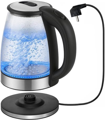 Glazen Waterkoker - Stil Model - Snel Water Koken - BPA-Vrij Gecertificeerd - 18 Liter - Zwart