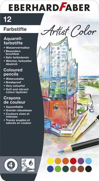 Eberhard Faber aquarelpotlood - Artist Color - 12 stuks - metaaletui - EF-516013