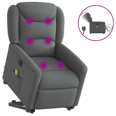 vidaXL - Sta-op-massagestoel - elektrisch - verstelbaar - stof - donkergrijs