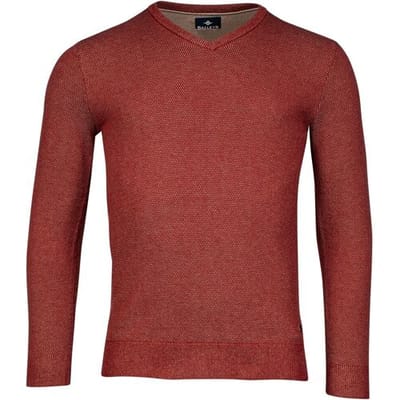 Baileys Trui V-Neck Allover 2-Tone Structure Knit Stone Red / male