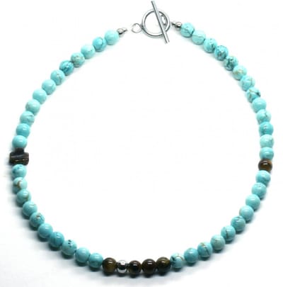 IbizaMen - Heren - ketting - edelsteen - Turkoois - 6mm - 50cm