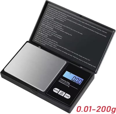 Scoby - Professionele Precisie Weegschaal - 001 Gram Nauwkeurig tot 200 Gram - Voor Nauwkeurige Metingen - Zwart