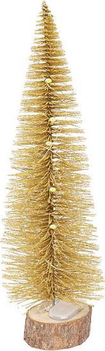Gouden kerstboom met LED verlichting - GoldTree | ø 8 x 28 cm | Decoratieve gouden mini kerstboom met LED | Goud