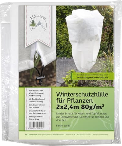 Winterbescherming voor Planten met Rits, Ademend en UV-bestendig, 80 g/m², 2,4 m x 2 m