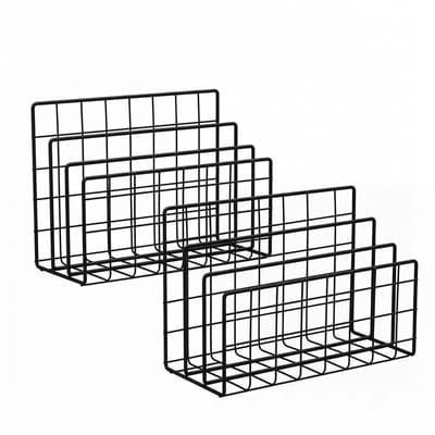 Bureau-organizer met 3 vakken, postorganizer voor het bureau, brievenstandaard, metaaldraad, brievensorteerder, kantoorenvelop-organizer voor post (zwart)
