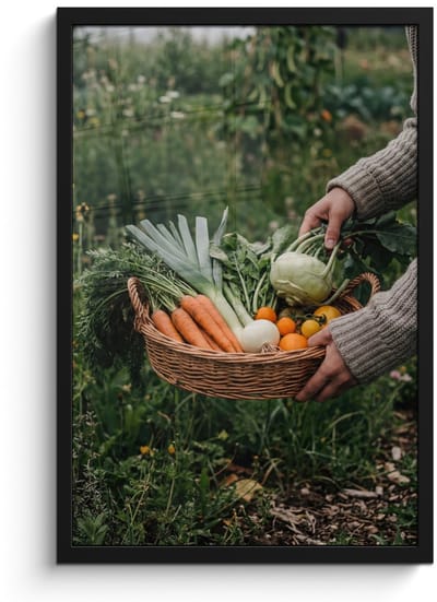 Poster in lijst - Fotolijst 40x60 cm - Posters - Veld - Groenten - Biologisch - Oogst - Posterlijst zwart - Decoratie - Wanddecoratie woonkamer - Muurdecoratie slaapkamer