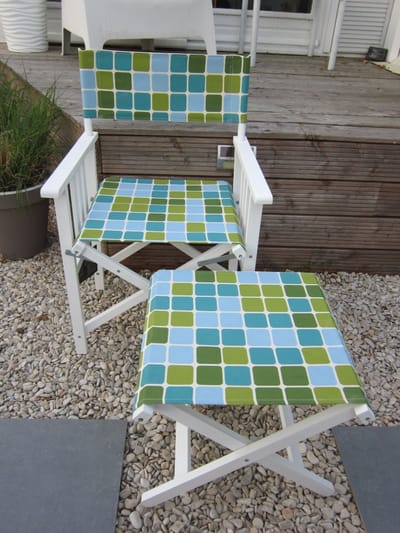 ZoeZo Design - Regisseursstoel - voetenbankje - tuinset - Beachset - strandset - 2 delig - hout - wit - volwassenen - tuinstoel