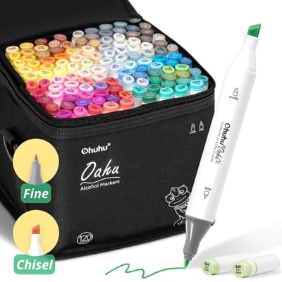 Ohuhu - Oahu Fine & Chisel - Alcohol Art Markers - 120 kleuren