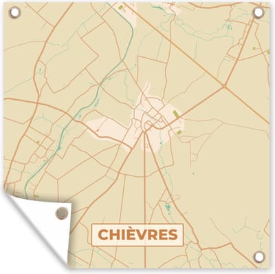 Tuin poster België - Stadskaart - Plattegrond - Kaart - Chièvres - 200x200 cm - Tuindoek