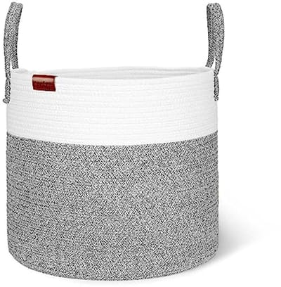 Katoenen touw wasmand - Opvouwbare opbergmand voor speelgoed en meer - Grijs - 38 x 35 cm