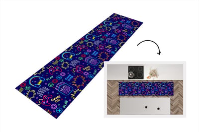 Keukenloper - Loper keuken - Gaming - Neon - Koptelefoon - Design - 200x50 cm - Keukenloper vinyl