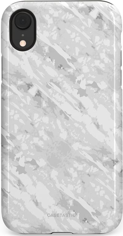 Casetastic hoesje geschikt voor Apple iPhone XR - Dubbellaagse bescherming - Winterse Camouflage - Fashion Case - Lichtgrijs Wit