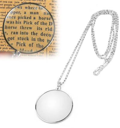 Loep aan ketting - Vergrootglas - 5x vergroting - Loep - Vergrootspiegel - Vergrootglas Monocle Lens - Handloep - Insectenloep - Lees Vergrootglas - Decoratie Lezen Vergrootglas - Mode - Leesloep voor Volwassenen en Ouderen - zilver