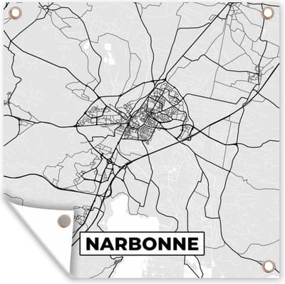 Tuin poster Frankrijk - Plattegrond - Kaart - Narbonne - Stadskaart - 200x200 cm - Tuindoek