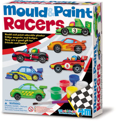 4M Knutselen - Giet En Verf - Racewagen - Creatief Speelgoed - Hobbypakket Gips - 5 Jaar