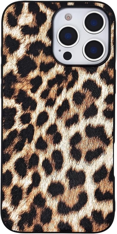 Leopard Design Hoes voor iPhone 16 Pro - Dames, Kunstleer, Mode, Bescherming en Stijl voor 2024 6.3 inch - Bruin