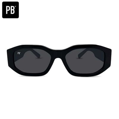 PB Sunglasses - Yves Black - Zonnebril heren en dames - Gepolariseerd - Rechthoekige zonnebril - Stevig frame van acetaat