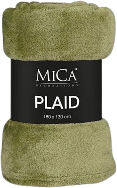 Mica decorations - Fleece deken - groen - 130 x 180 cm - polyester - plaid - Famke - fleeceplaid - bankdeken