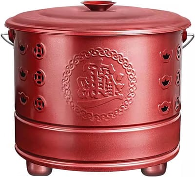 Afvalemmer RVS - Vuurkorf Buiten - Tuinafval Verwerken - Geïntegreerde Ventilatie - 38 cm - Rood