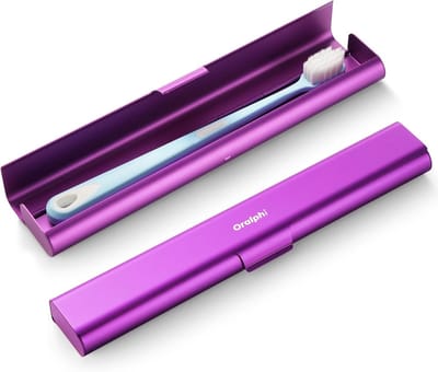 Tandenborstel Hoes - Reis Etui - Hygiënisch Opbergen - Duurzame Metaal - 21cm Lengte - Paars