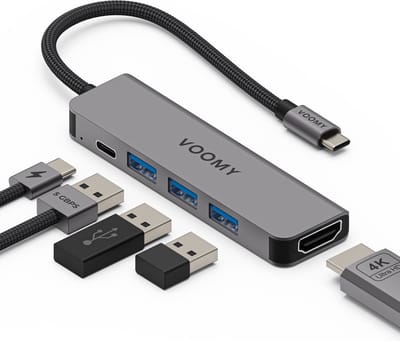 Voomy USB C Hub - 4K HDMI - USB C 100W - USB A 3.0 - Docking Station - USB Splitter - Geschikt voor Macbook Pro / Air / Windows / Universeel