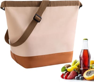 Geïsoleerde lunchbox - Koeltas opbergcontainer - Voedsel vers houden - Praktische temperatuurregeling - 20 x 15 x 28 cm - Bruin