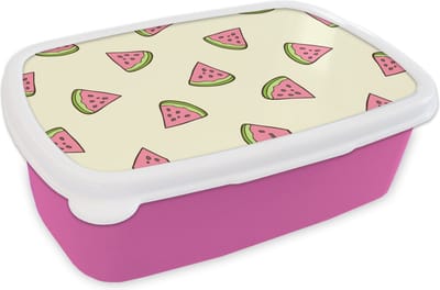 Broodtrommel Roze - Lunchbox - Brooddoos - Design - Patroon - Watermeloen - 18x12x6 cm - Kinderen - Meisje