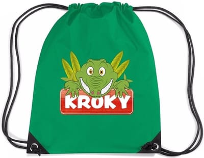 Kroky de Krokodil rijgkoord rugtas / gymtas - groen - 11 liter - voor kinderen