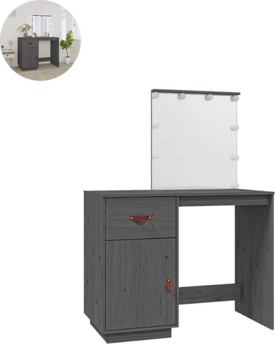 Kaptafel met spiegel - Make up tafel - Make up - Toilettafel - Met lades - 95x50x133,5 cm - Grijs