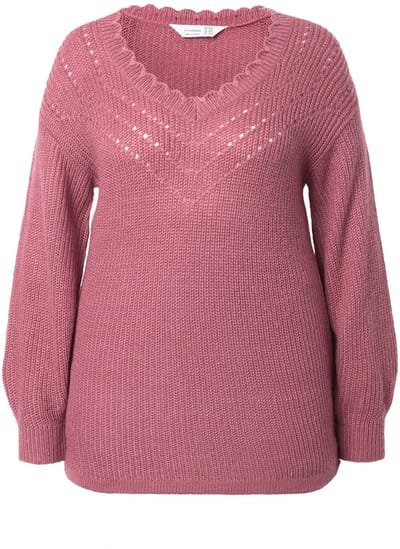 MIAMODA - Dames - Trui classic fit vrouwelijke halslijn - Rozenhout - Maat 50+