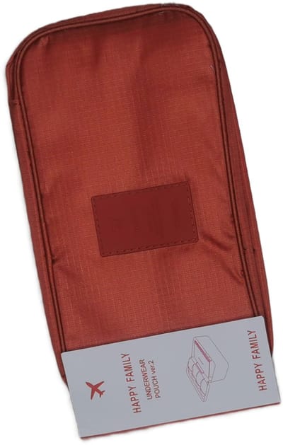 Opvouwbare Reistas Ondergoed & Sokken – Travel Lingerie Organizer met Dubbele Rits & Mesh Binnenvak – Donkerrood