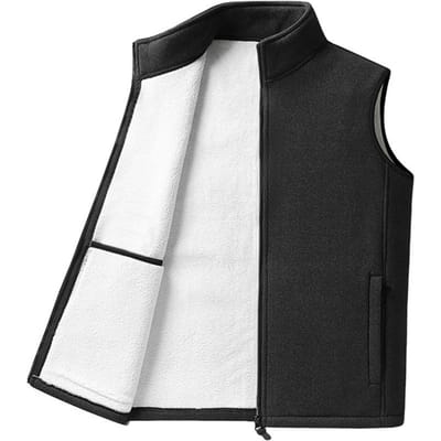 Polarfleece Vest Jas Opstaande Kraag Mouwloos Gilet met Fluweel Binnenlaag Rits Sluiting Zakken Thermisch Isolerend Vest M
