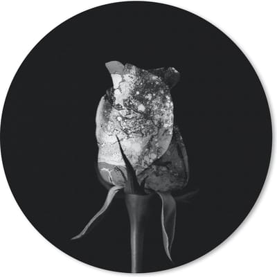 Muismat rond 20x20 cm - Mousepad Rozen - Bloemen - Verf - Zwart - Wit - Ronde muismatten