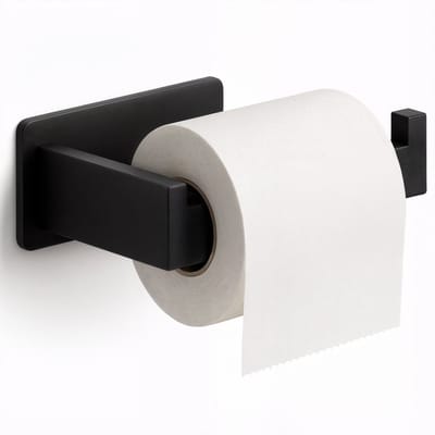 Minismus WC Rolhouder Zwart - Zefklevende Toiletrolhouder Wandmontage Bevestig met Plakstrip