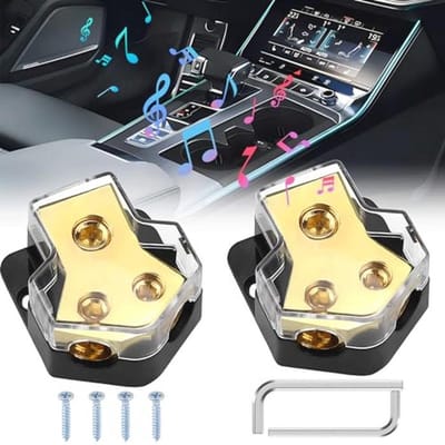 2-weg Car HiFi verdelerblok voor auto-audio, 12V stroomverdeling, zuiver koper distributieblok