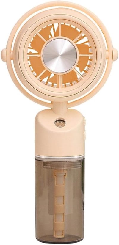 VHV-Mini-Ventilator met Verneveling - Handventilator met Waterspray en USB-Oplaadfunctie - Draagbare Bureauventilator voor Zomer en Reizen - Compact Design - Crèmekleurig