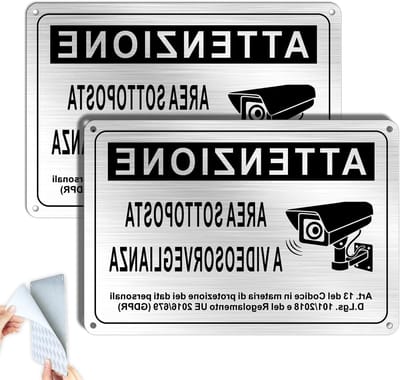 Bewakingsbord Aluminium - Camerabewaking Sticker - Veiligheid Aangeven - Dubbelzijdig Plakband - 22 x 15 cm - Zilverkleurig