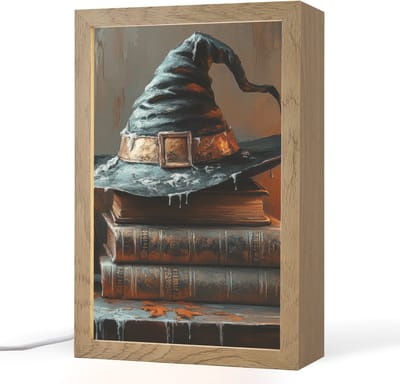 Tafellamp 20x30 cm - LED lamp - Halloween - Stilleven - Heksenhoed - Pompoen - Heks - Decoratieve tafellampen - Dimbaar - Tafellampje slaapkamer - Woonkamer binnen